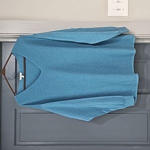 Ellos Womens Vneck sweater ribbed and smooth knit. Teal color long sleeve. XXL